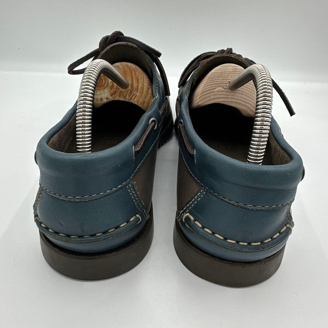 【Paraboot】デッキシューズ【25.5cm】ブラウン×ブルー レザー