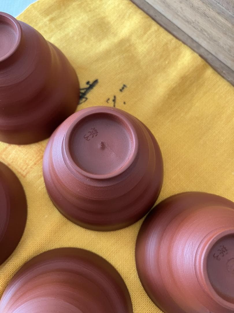 人間国宝　三代目 山田常山作　常滑焼　朱泥　茶器セット