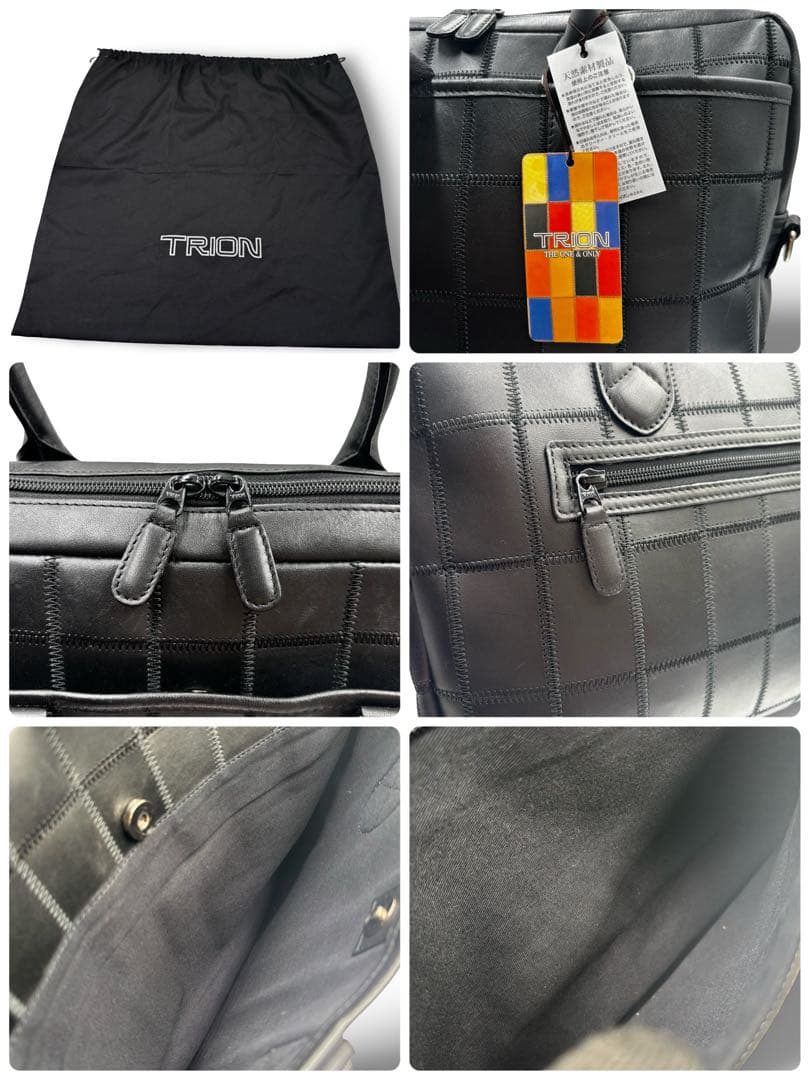 【新品タグ付き】トライオン　ビジネスバッグ　レザー　ブラック　通勤通学　大容量