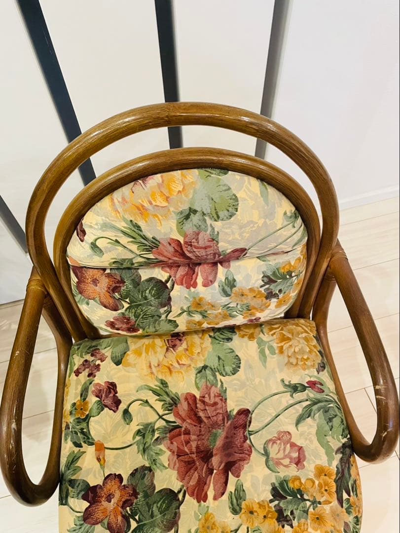 送料込み　ラタン　回転椅子　レトロ