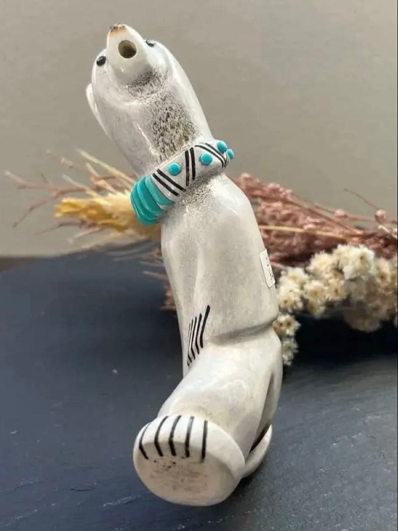 新品　ズニ族　Zuni インディアンジュエリー　フェティッシュ　クマ　シロクマ