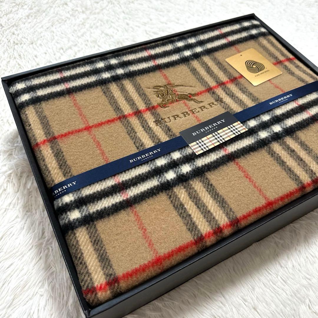 新品✨ バーバリー 高級 ウール 純毛毛布 140×200cm