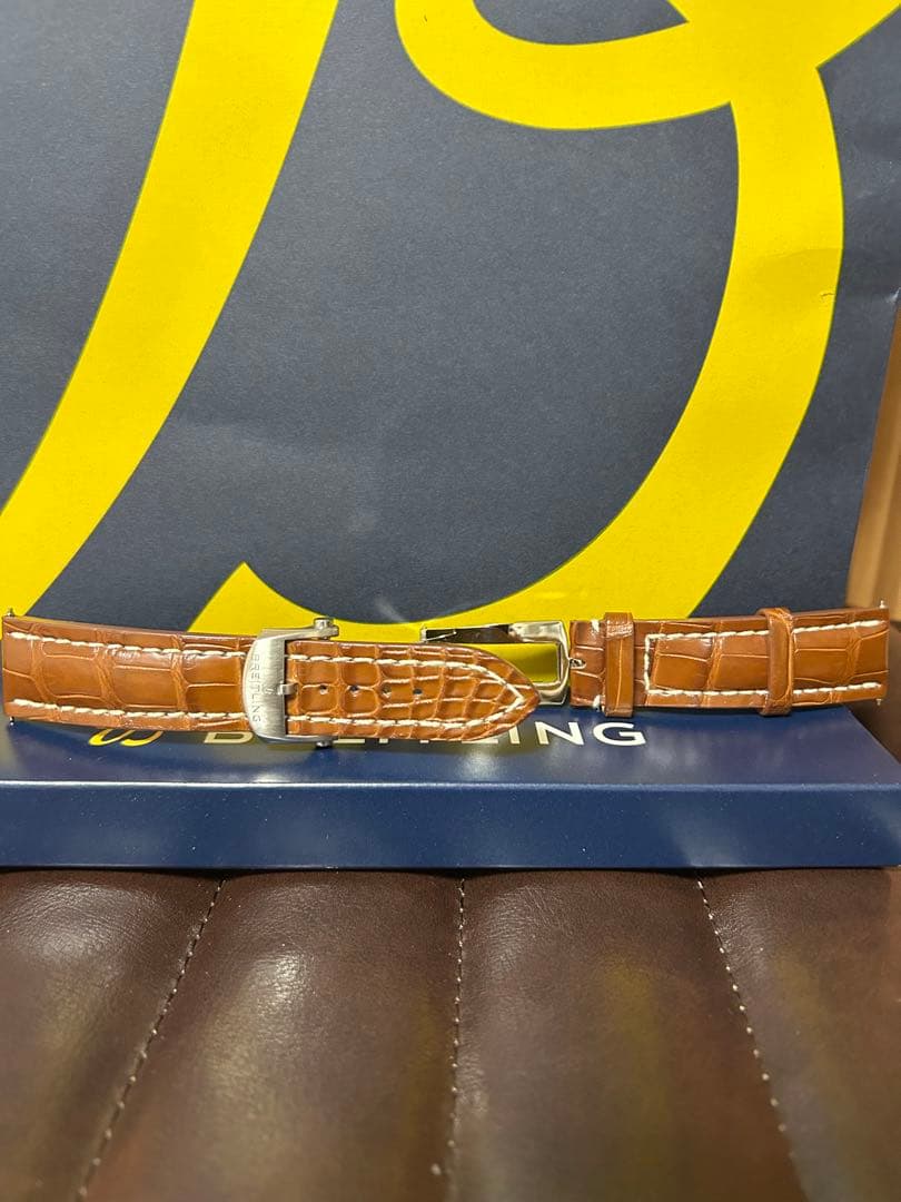 ブライトリング純正 ブラウンアリゲーターストラップ&Dバックル　セット