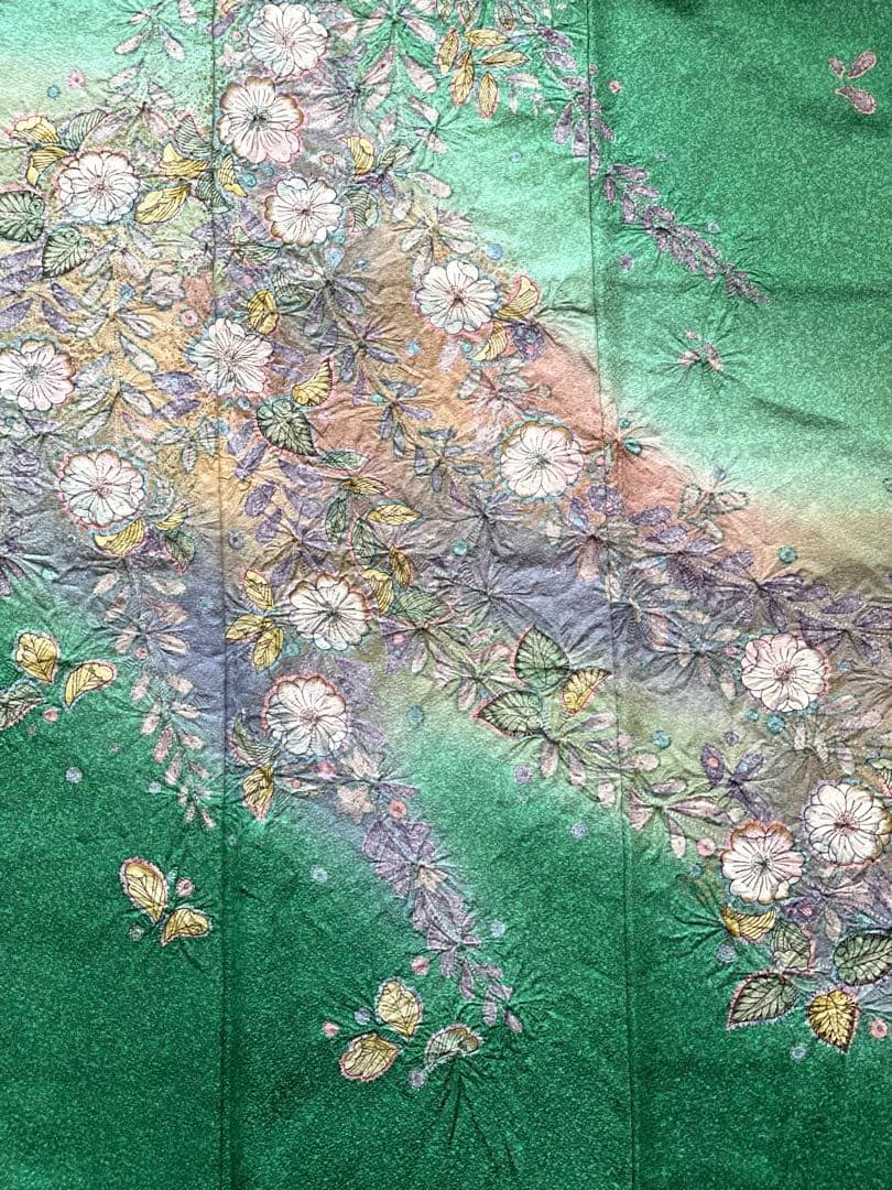 袷　訪問着　辻ヶ花/叩染　正絹　身丈163