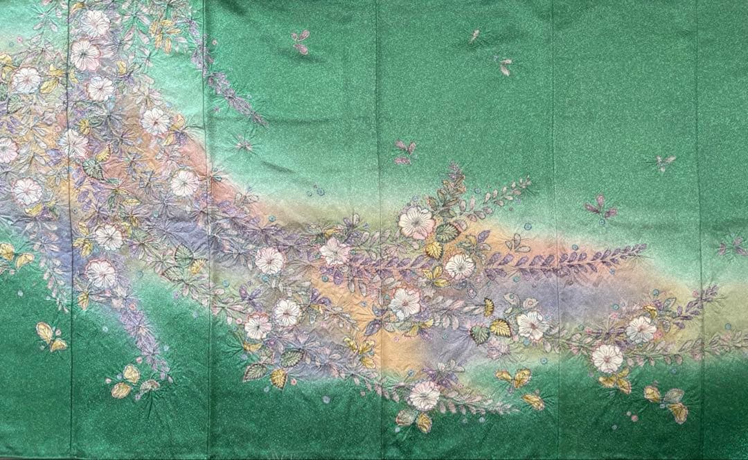 袷　訪問着　辻ヶ花/叩染　正絹　身丈163