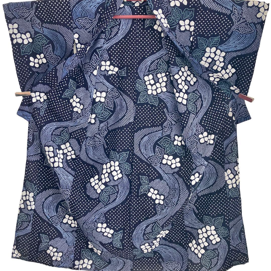 ™️82/34 身丈151 紫陽花　有松絞り　絞り染め　絞り浴衣　総絞り　浴衣