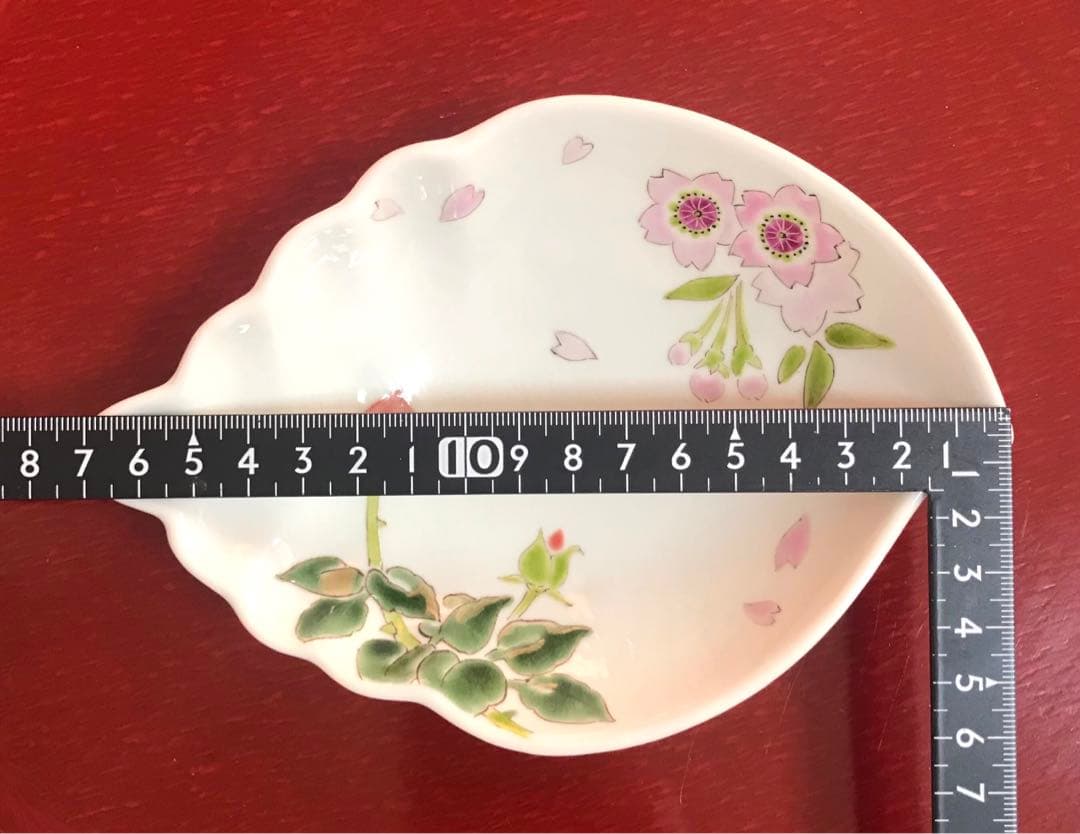 未使用保管品✨九谷焼 稔作 桜 薔薇 三つ足 皿 1枚✨さくら バラ 取り皿