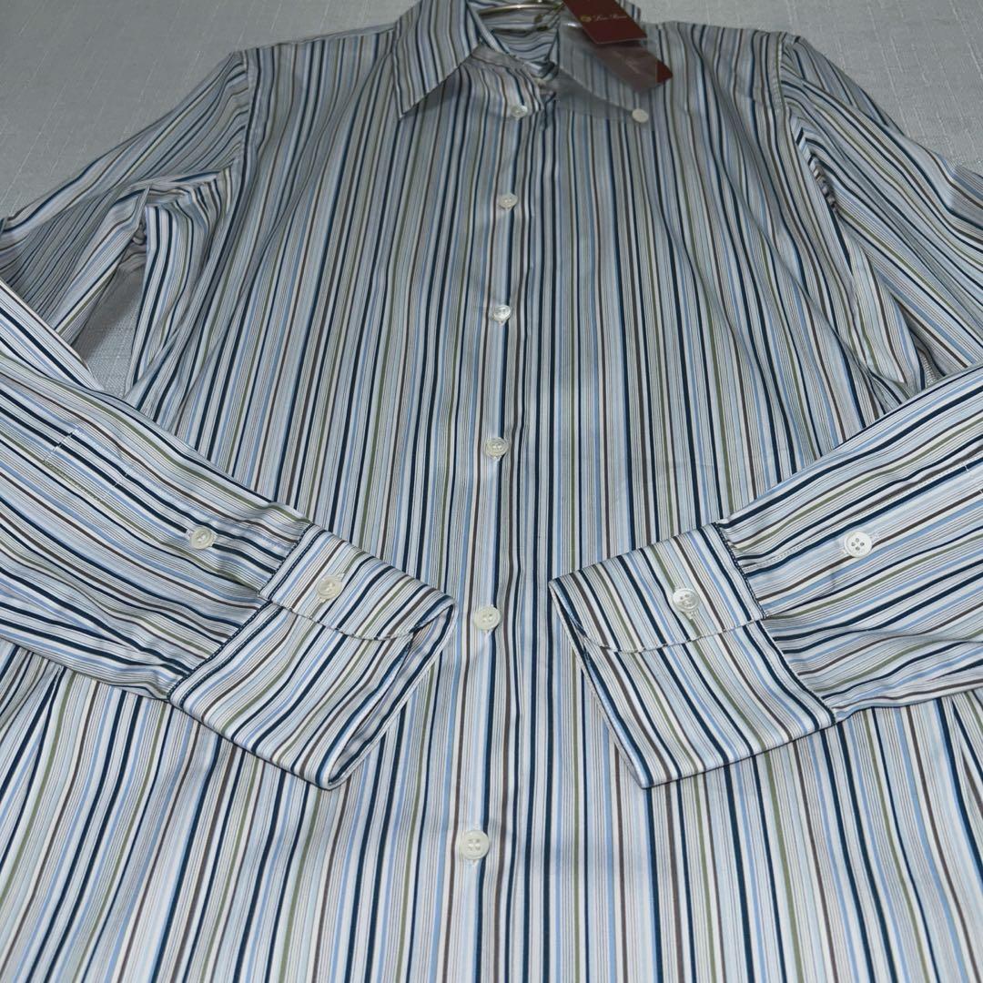 タグ付き Loro Piana ロロピアーナ ストライプ 長袖 シャツ 40