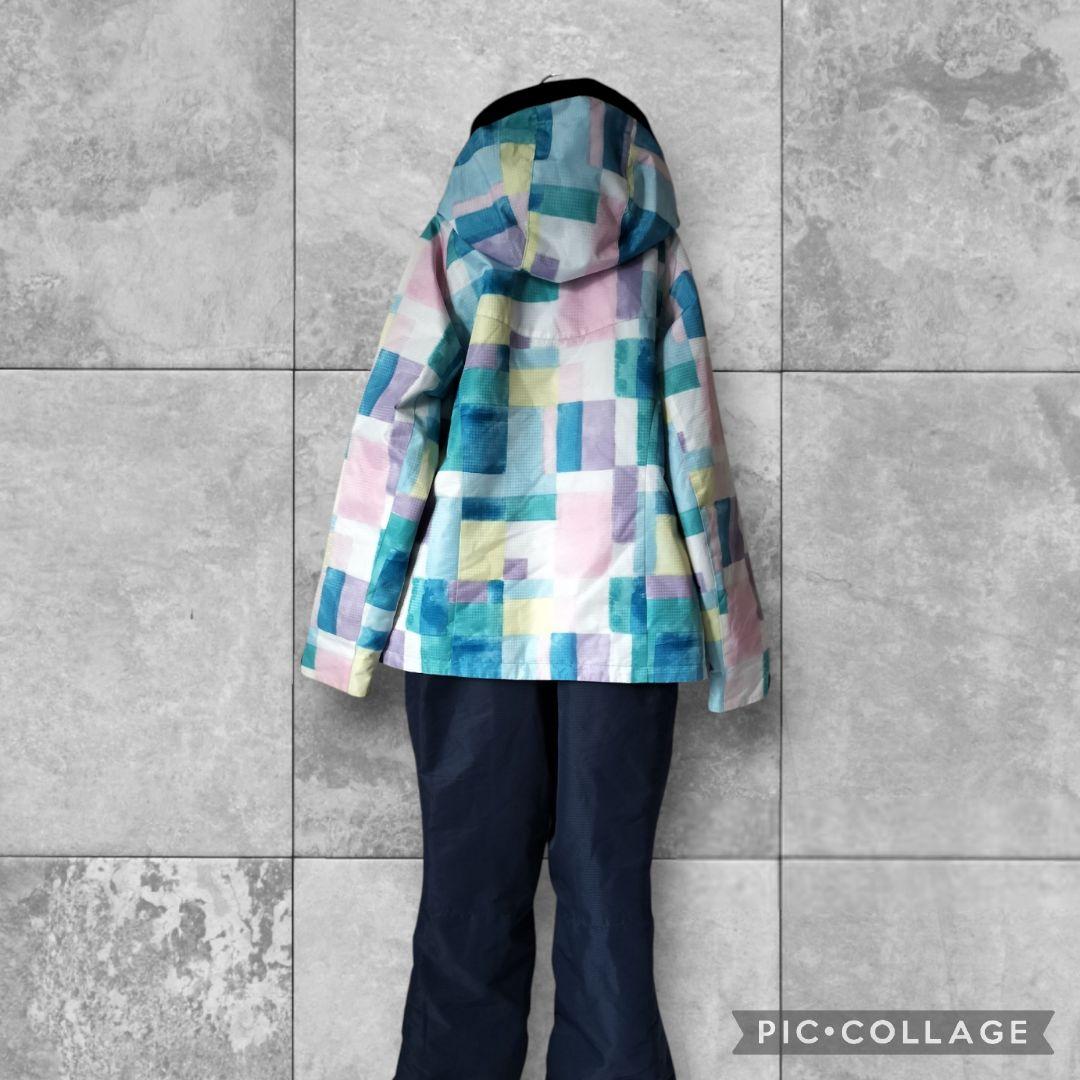 美品☆Phenixスキーウェア上下 女の子150 140 パステルブロック 水色