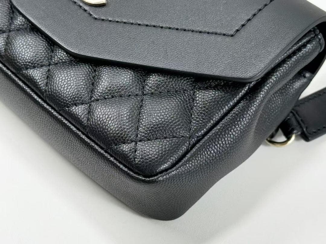 未使用/着画追加CHANEL/シャネル/キャビア/黒/ ウエストバッグ/ポーチ/