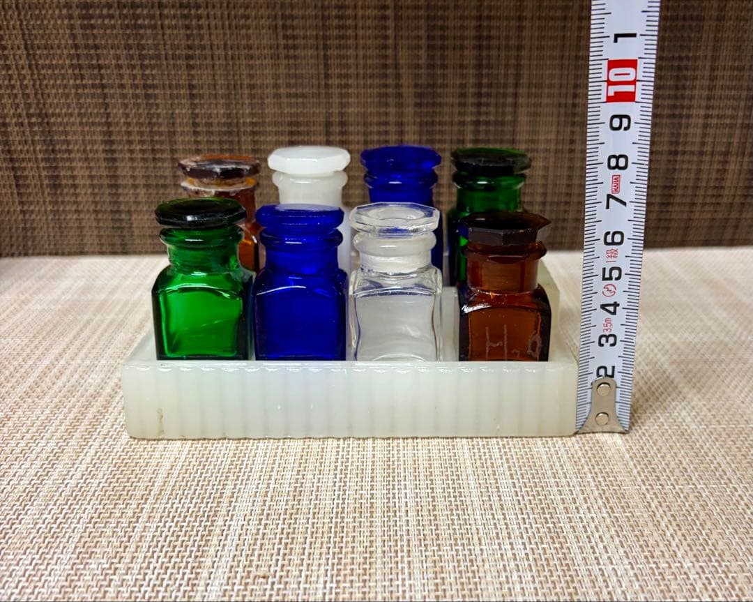 戦前 歯医者 薬瓶 ミルクガラス 薬瓶台 セット ①