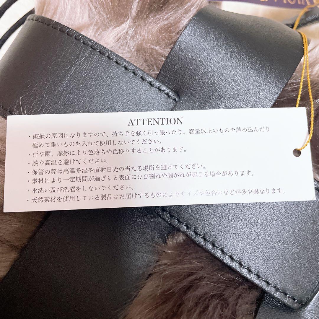 VIOLAd’ORO ヴィオラドーロ　レザー × ファー メッシュ ハンドバッグ