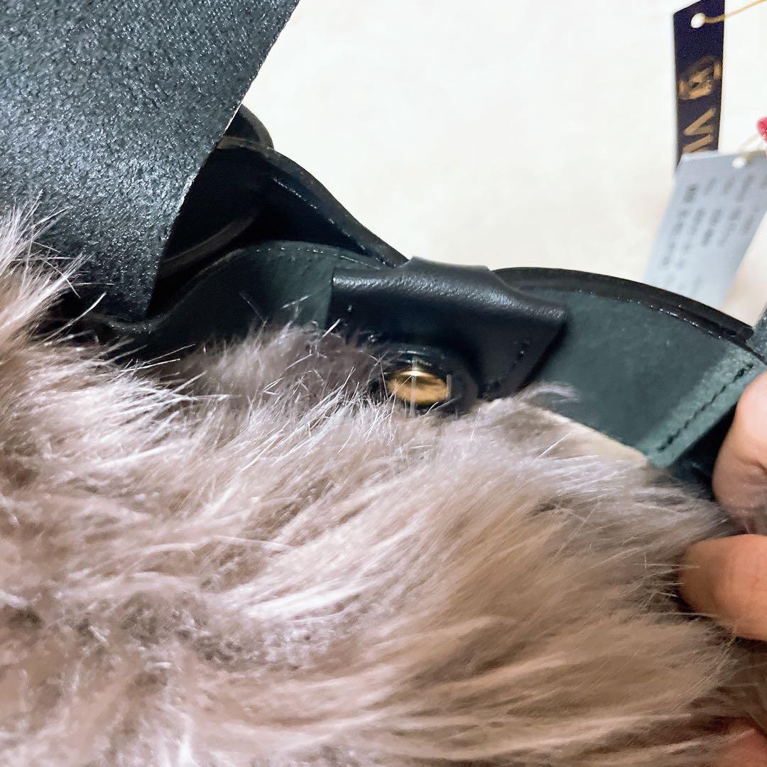 VIOLAd’ORO ヴィオラドーロ　レザー × ファー メッシュ ハンドバッグ