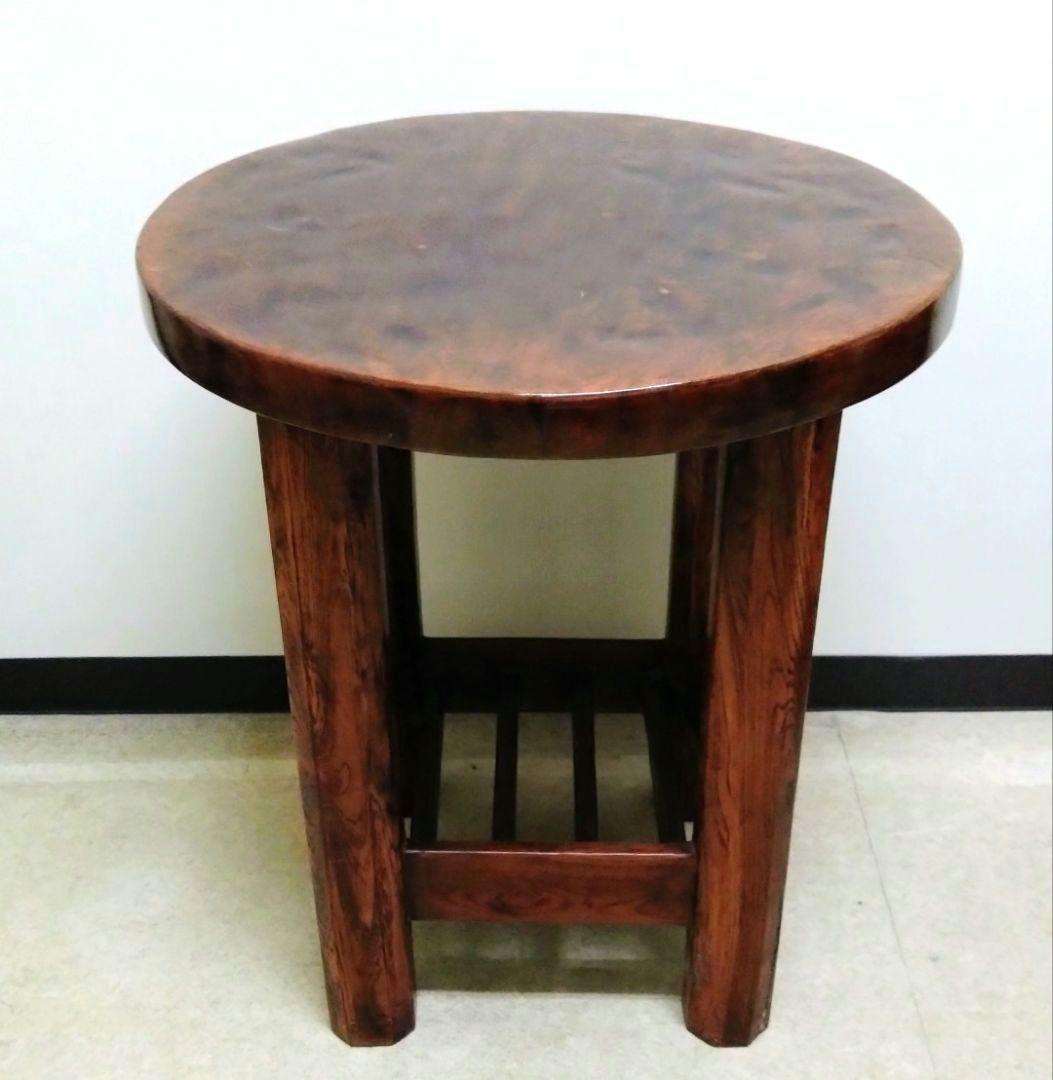 一点物 天然木のサイドテーブル 重厚感有り　熟練した職人の手作り家具