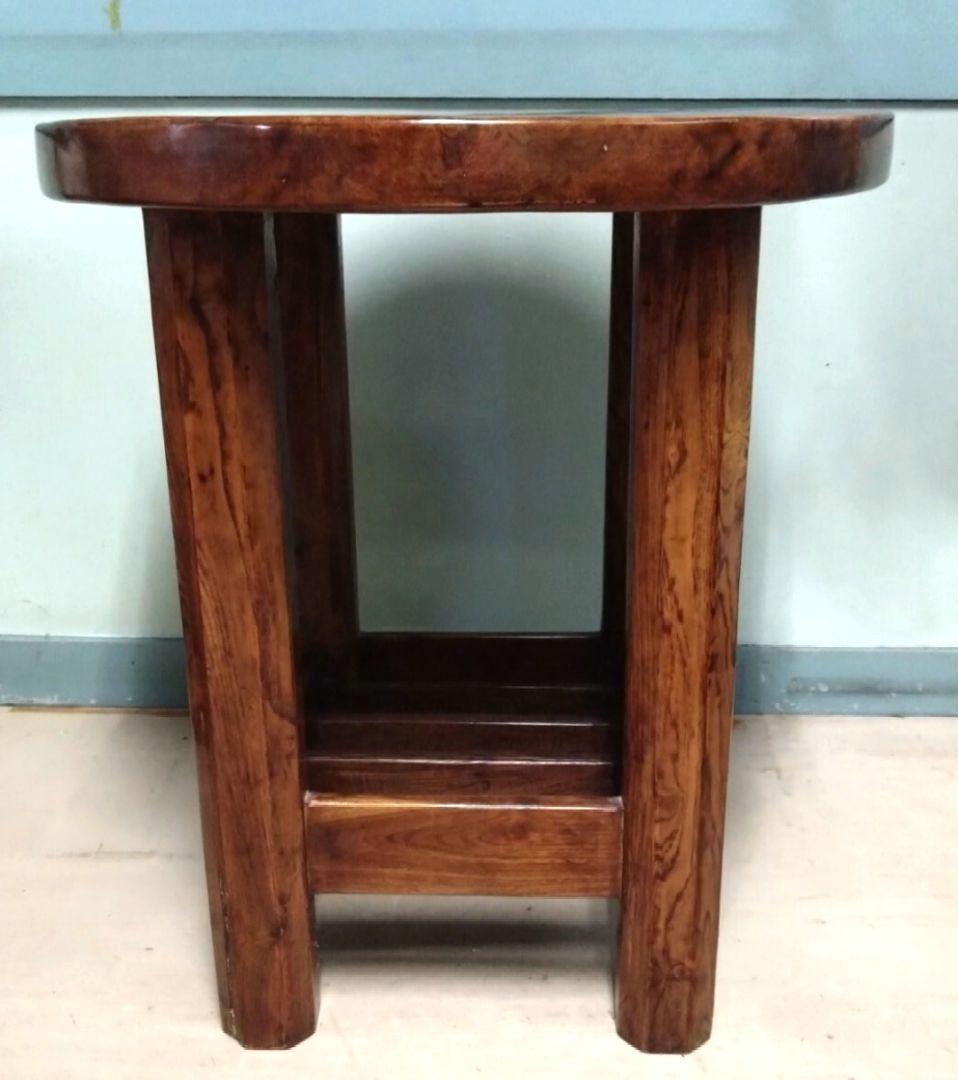 一点物 天然木のサイドテーブル 重厚感有り　熟練した職人の手作り家具