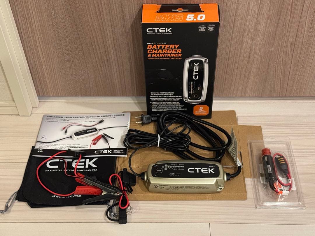 CTEK MXS 5.0 バッテリーチャージャー シガープラグ型充電ケーブル付