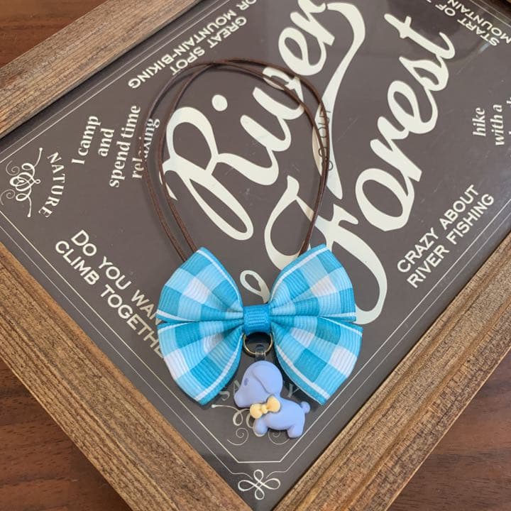 109.チェックリボン&わんこのチョーカー　20本