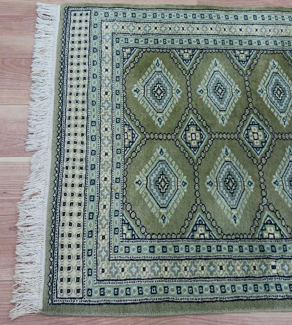 専用 Y2208 パキスタン絨毯 ウール×コットン 手織り 139×89㎝