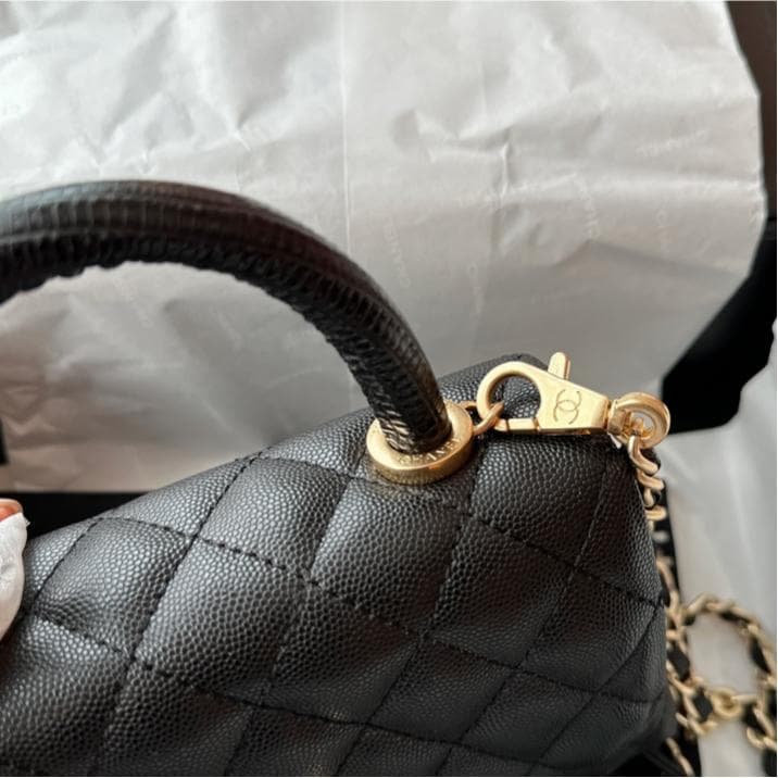 coco handle 19 ブラック キルティング バッグ