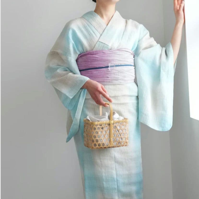 【新品】浴衣セット　 近江ちぢみ 本麻　日本製　高級　大人洗える　夏着物　単衣