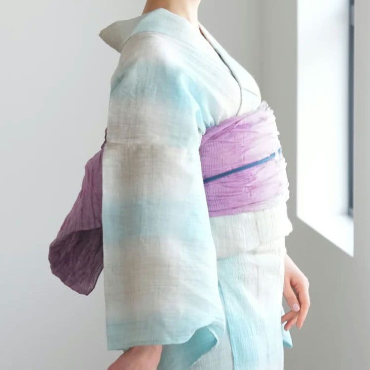 【新品】浴衣セット　 近江ちぢみ 本麻　日本製　高級　大人洗える　夏着物　単衣