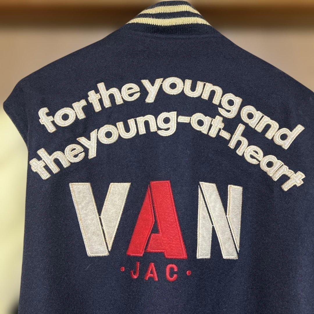VAN JAC スタジアムジャンパー　 Lサイズ　袖皮　ネイビー