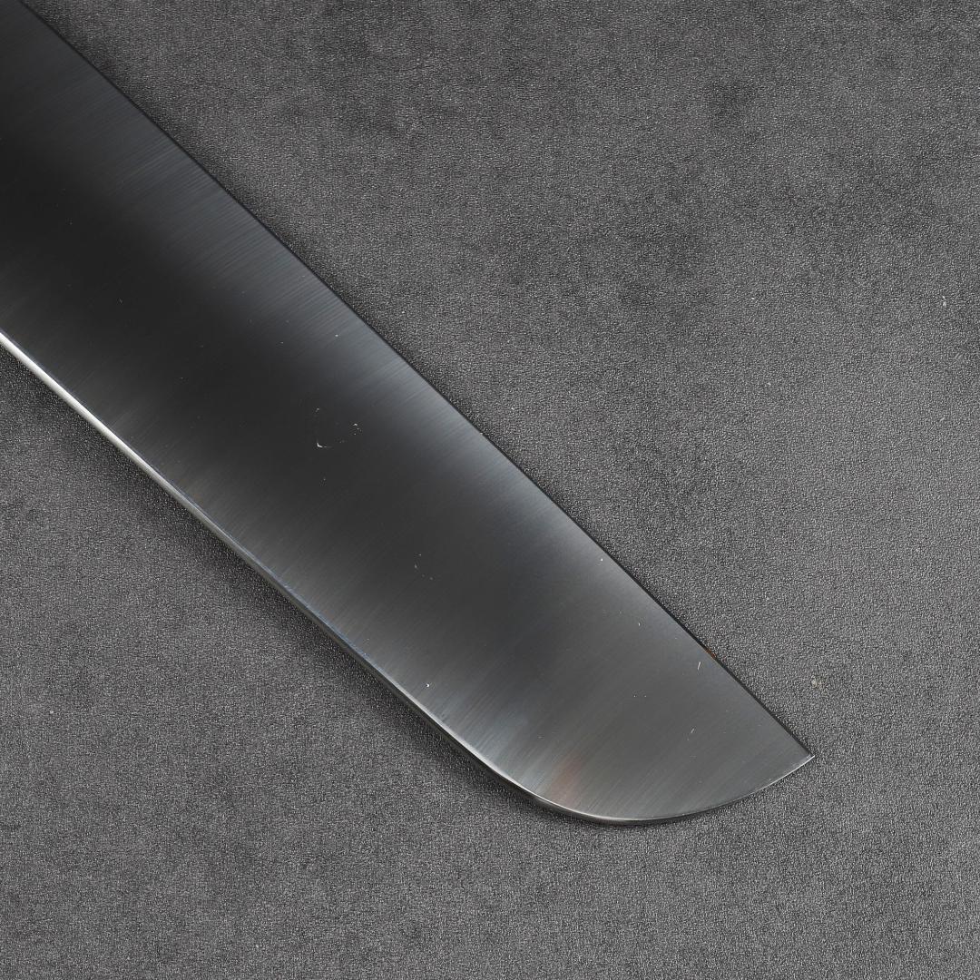 7015 鎌型薄刃包丁 8寸 刃渡り240mm 刺身包丁 人工象牙黒三本巻八角柄