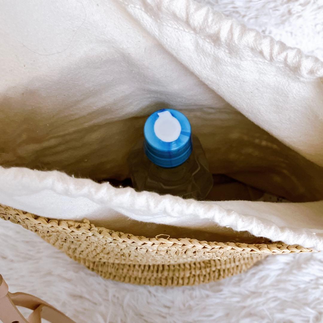 vanessabruno ショルダバッグ ラフィア レザーベルト 巾着付 かご