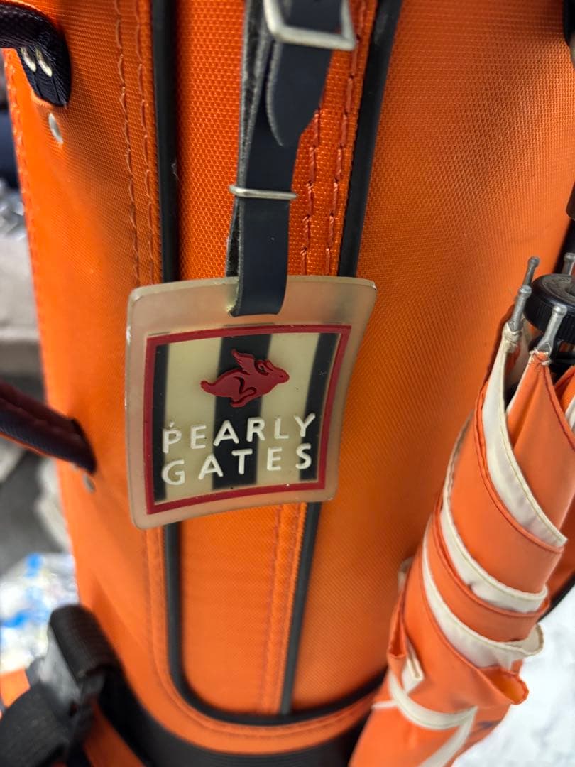 パーリーゲイツ キャディバッグ＆お揃いアンブレラ（傘）オレンジ