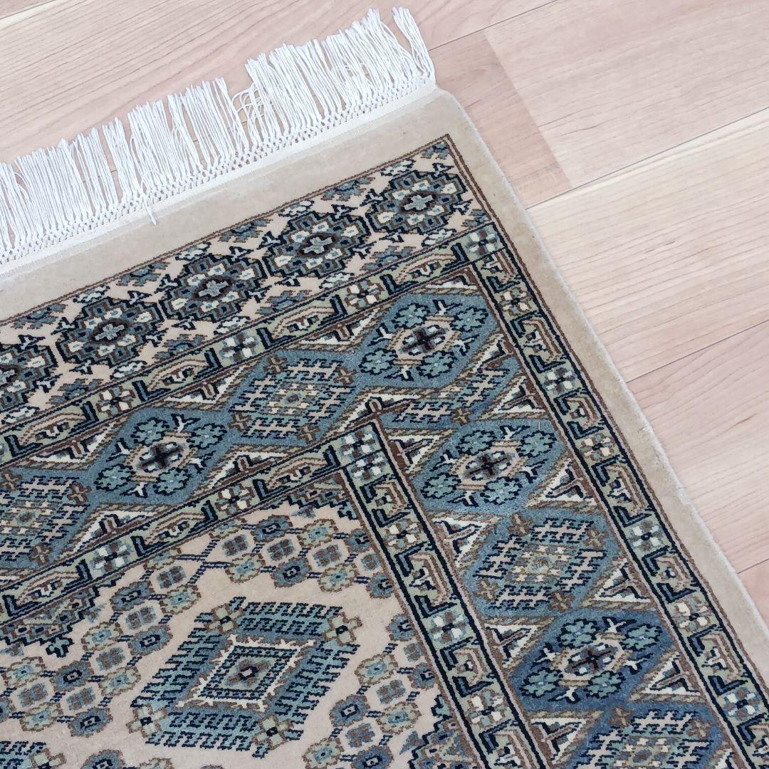 Y3359 パキスタン絨毯 ウール 手織り 大判179×125㎝