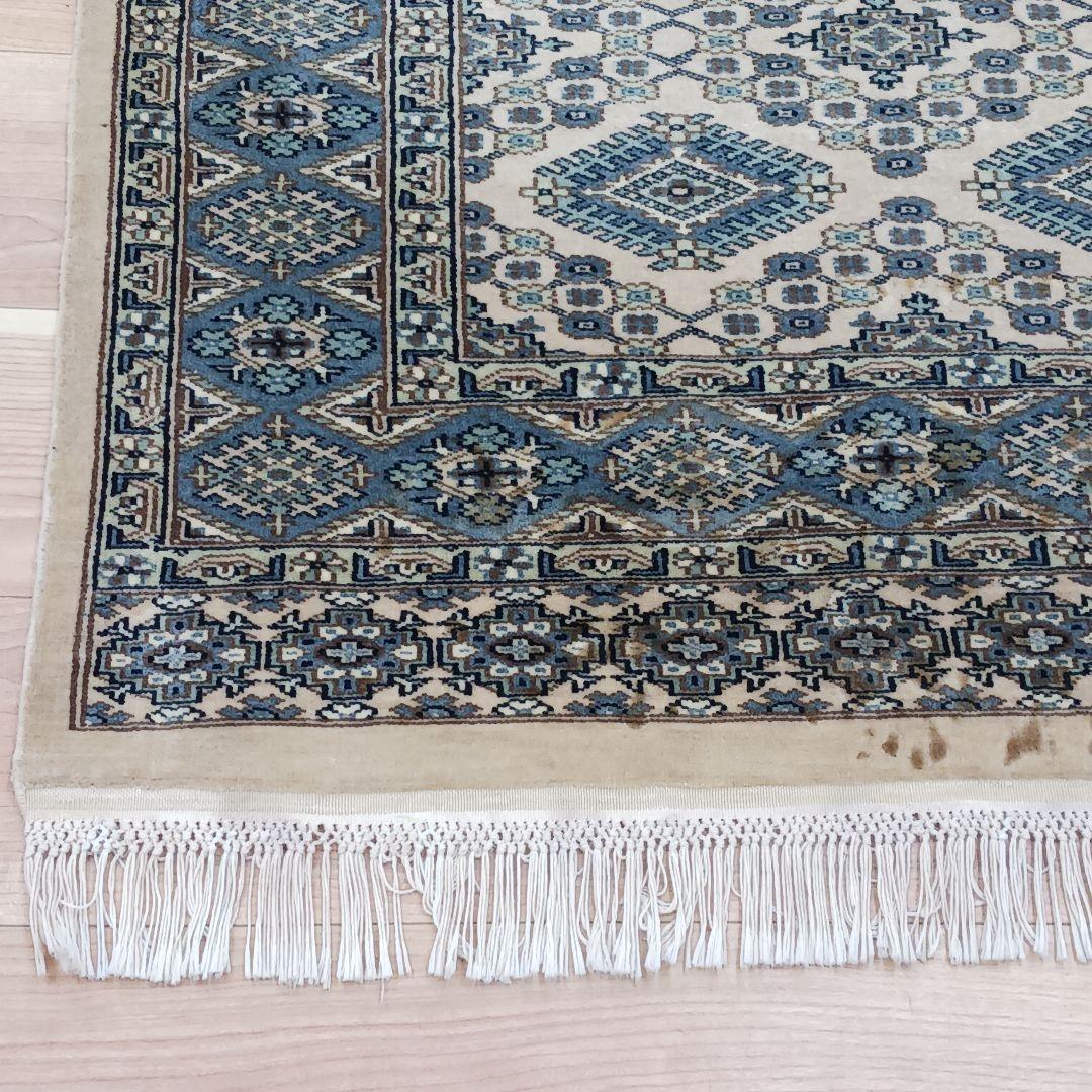 Y3359 パキスタン絨毯 ウール 手織り 大判179×125㎝