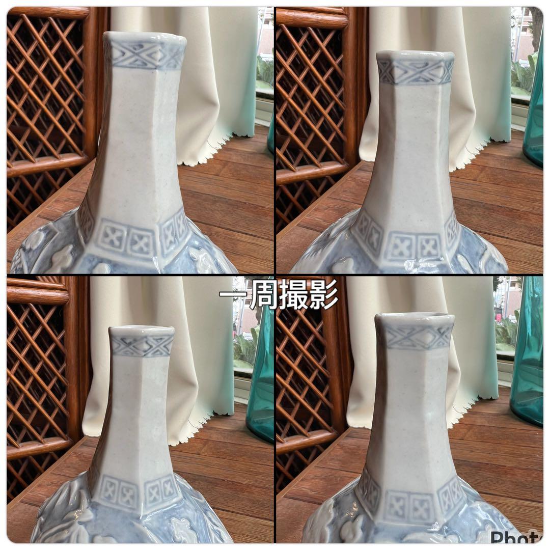 李朝 鹿 鶴 兎 亀 竹 梅 分院 朝鮮 骨董品 花瓶 壺 陶器 染付 染め付け