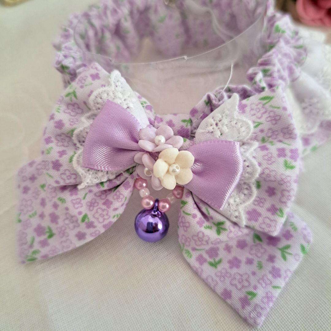 短毛シュシュ(小花柄パープル)わんちゃん猫ちゃん用