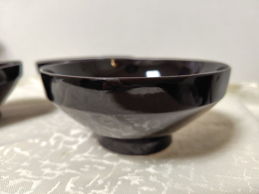輪島塗　お椀　蒔絵富士山金波模様　吸物椀　三客　木製　当時物　時代物