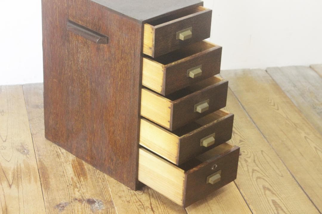 レトロ 引き出し 抽斗 5杯 ドロワー 収納 小物入れ レターケース A4 木製