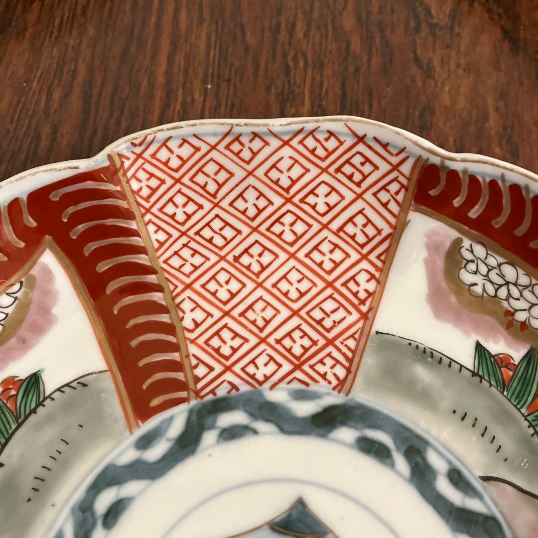 江戸後期〜明治初期｜古伊万里 7寸皿｜染錦 金彩色｜桜の木 唐人