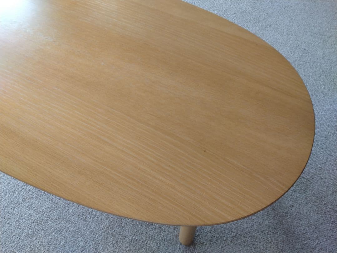 【訳あり21年製】MUJI無印 オーク材楕円こたつ小/ローテーブル机座卓センター