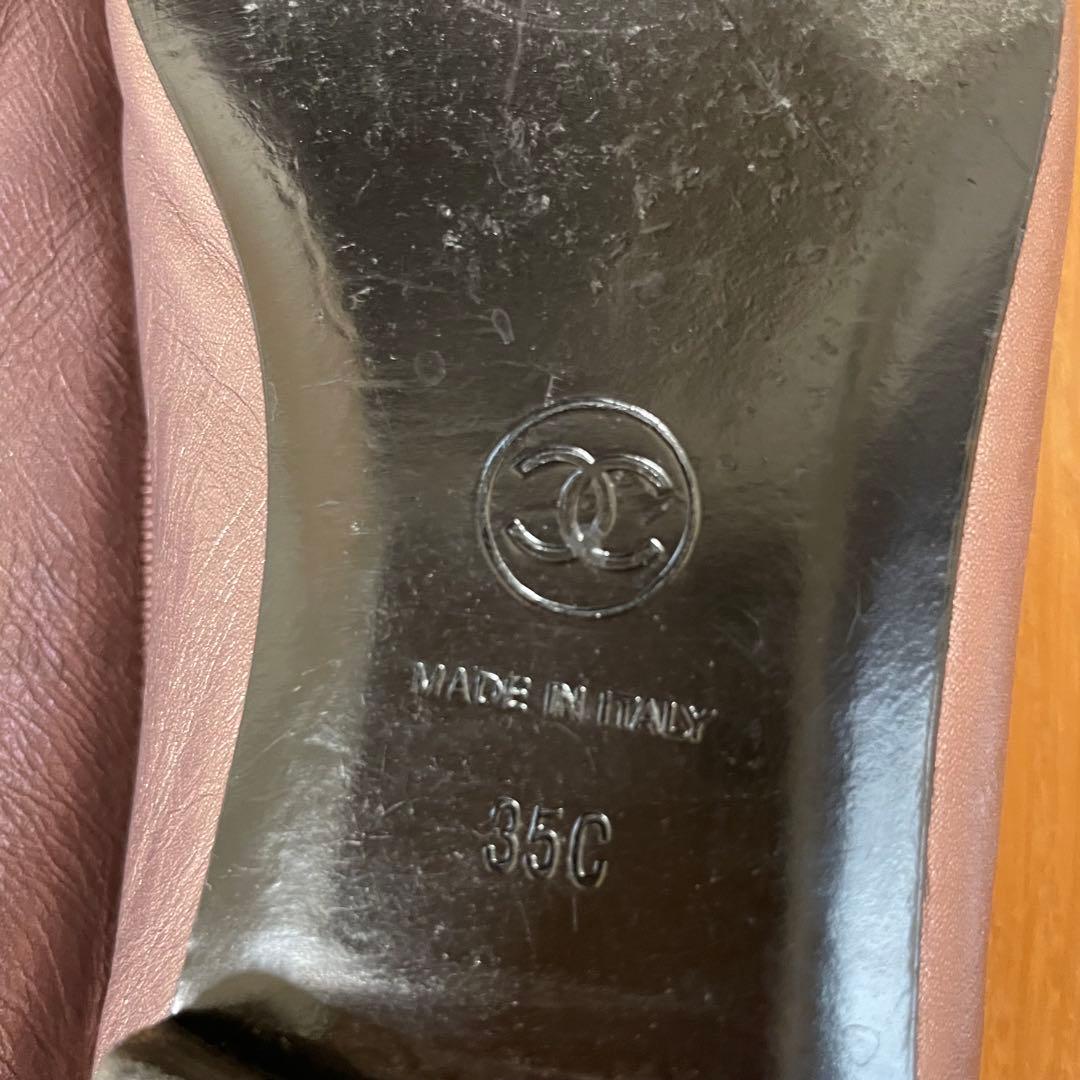 CHANEL バレリーナ バレエシューズ ココマーク リボン パープル 35