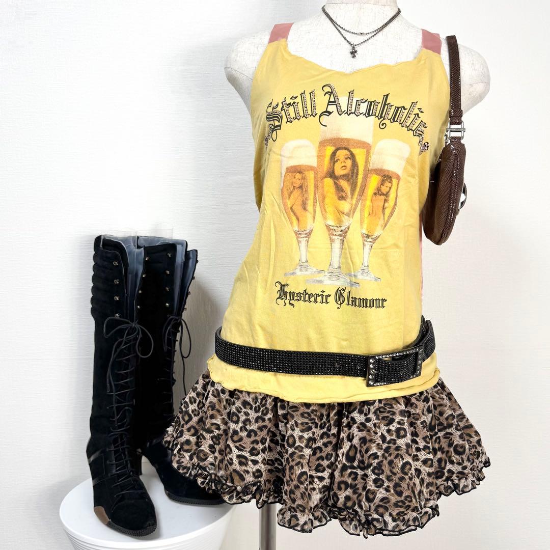 y2k❤️00s HYSTERIC GLAMOUR ラインストーンガールロゴキャミ