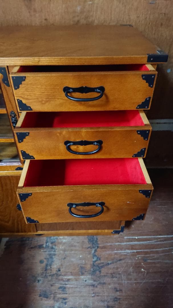 レトロ 収納棚 金庫付き 隠し錠あり