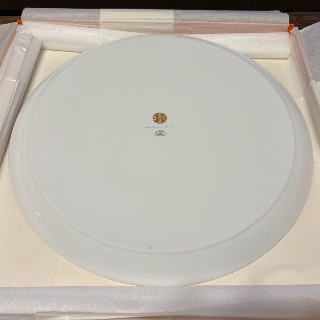 ロゴ布袋つき HERMES エルメス タルトプラッター モザイク24 ゴールド