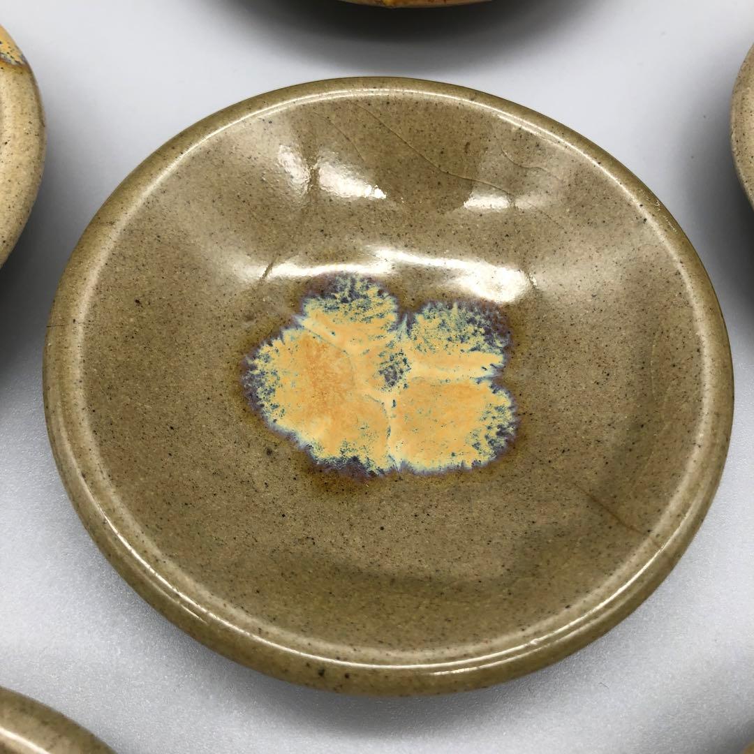 貫入陶器焼き物豆皿小皿10cm6枚セットアンティーク食器伝統工芸骨董
