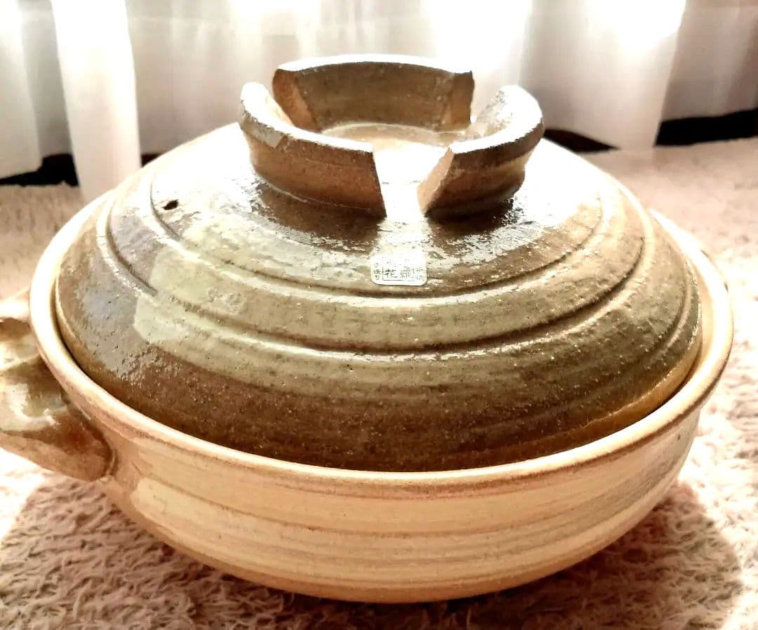 真味喜陶苑　信楽焼　土鍋（手作り） 灰刷毛　9号