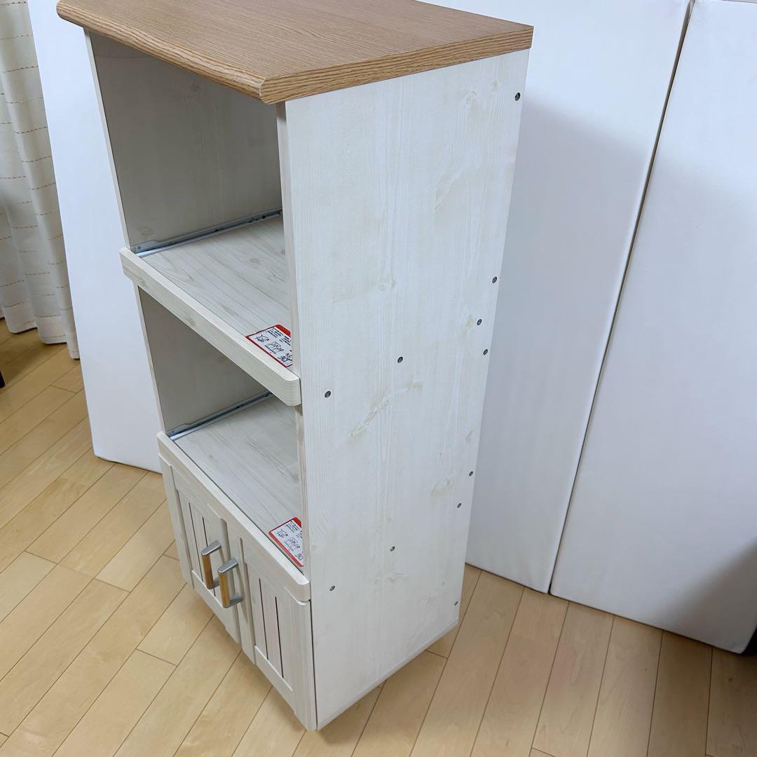 スリムレンジ台　レール引き出し2 北欧　山善　カレルRG レンジラックW48cm