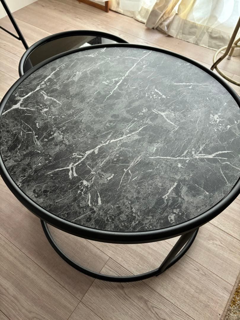モダンサイドテーブル 大理石風 ネストテーブル