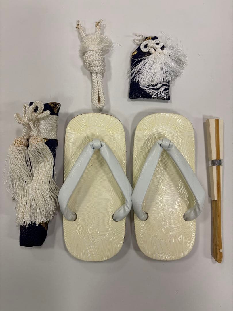 七五三　5歳男の子　着物・袴セット　明るい紺色　ブルーグレー　鷹　鼓