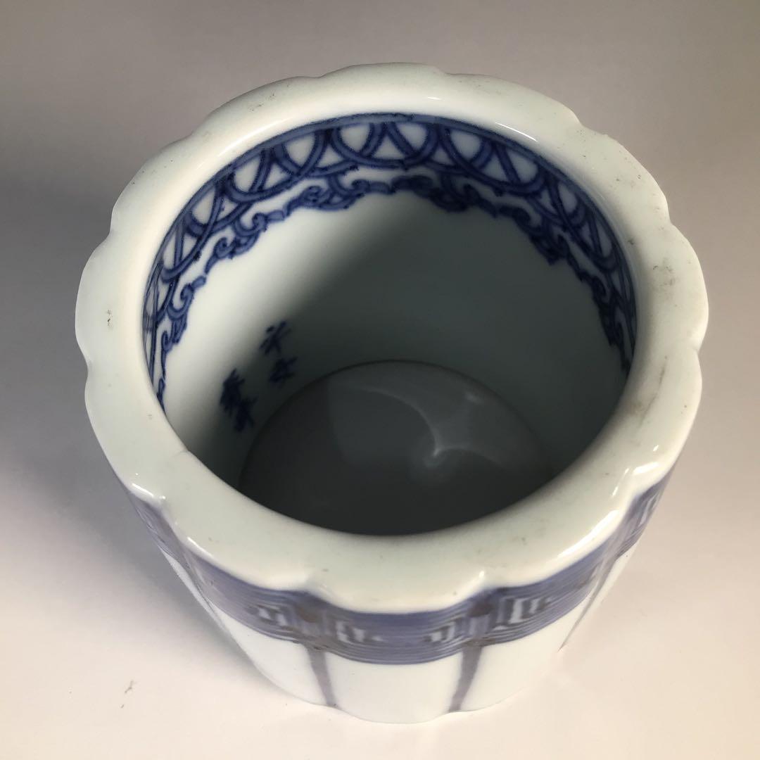 Ｍ２９６　皆具　『平安春峰造』『染付』『水指　建水　蓋置　杓立』　共箱　茶道具