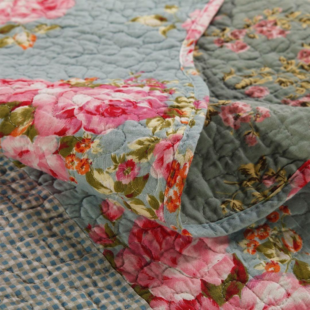 キルトベッドカバー3点セット綿マルチカバー キルティング 672