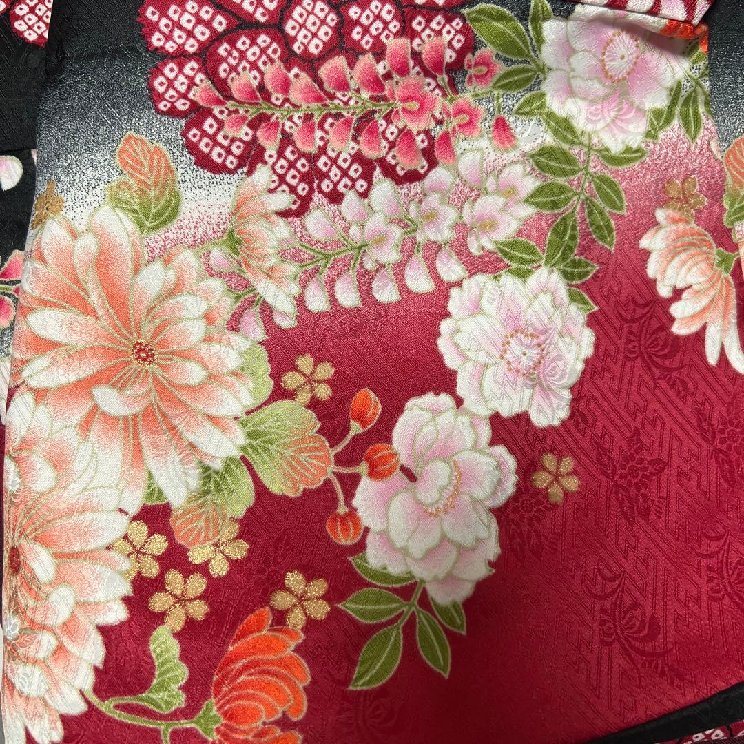 着物 袴 下帯 襦袢 4点セット２尺袖 牡丹桜藤 古典柄 吉祥文様