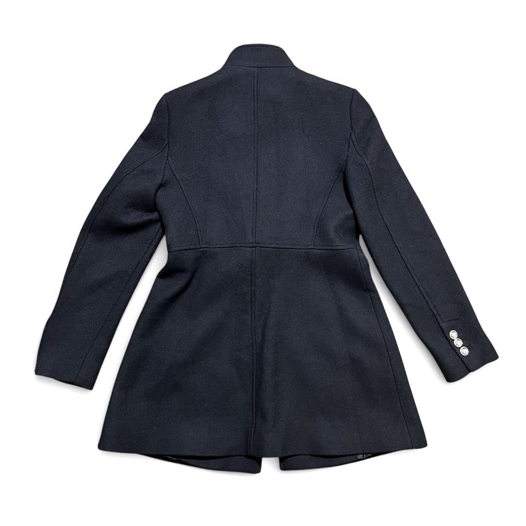 【美品】ZARA ザラ 金ボタン ハイネック ウールブレンドコート ブラック S
